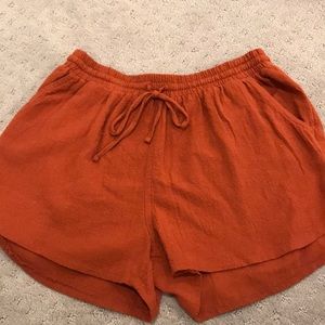 burnt orange flowy shorts